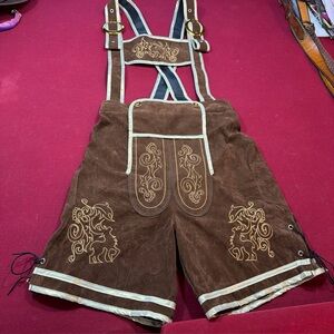 Lederhosen Men’s S Bavarian Faux Leather Shorts/Suspenders Oktoberfest Overalls